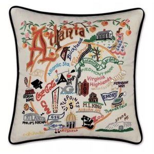Cat Studio ATLANTA GEORGIA Embroidered Pillow 20”x20” New FALCONS BRAVES GA TECH
